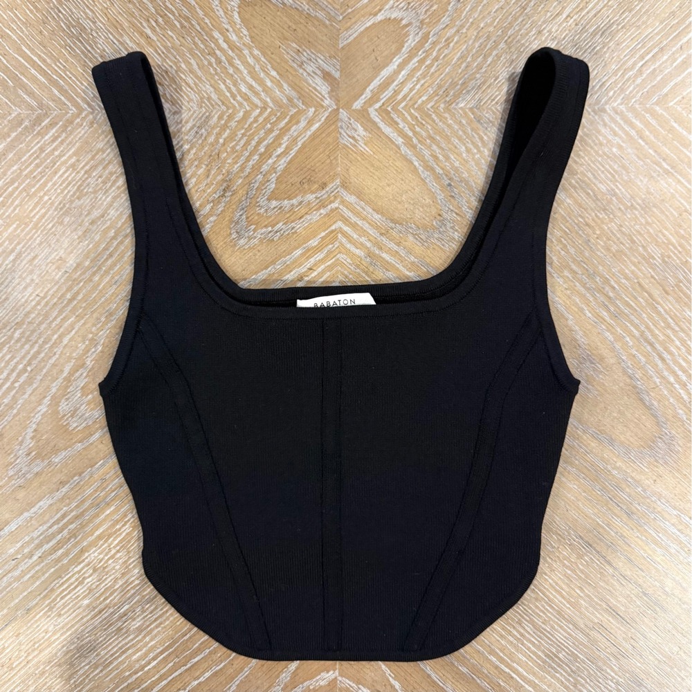 Aritzia Babaton Sculpt Knit Bustier Tank Black Size Small Square Neck Corset